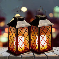 1 x RAW Customer Returns Solar Lantern for Outdoors, OxyLED Solar Lamps for Outdoors 2 Pieces IP44 Waterproof Metal Solar Lanterns for Outdoors with Flickering Effect Candles Balcony Decoration Vintage Hanging for Patio Terrace Wall Table - RRP €42.29