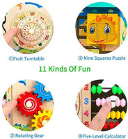 1 x RAW Customer Returns Motor Skills Cube Toy for Children Wooden Cube Toy 11-in-1 Multifunctional Beads Maze Dinosaur World Wooden Activity Cube Educational Toy Boys and Girls Toddler Gift - RRP €43.16