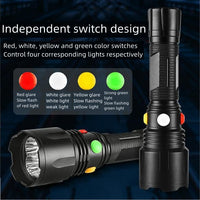 1 x RAW Customer Returns Color Flashlight, 4 in 1 Multicolor Flashlight, 1000 Lumen IPX6 Waterproof Magnetic Flashlights, 9 Mode LED Flashlight with White Red Green Blue Light, for Hunting, Hiking, Fishing - RRP €18.36