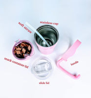 1 x Brand New JOVIAL All In One Insulated Stainless Steel Snack and Drink Cup 340ml-Glitter Pink - RRP €49.94