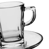 1 x RAW Customer Returns Pasabahce Carre Service Espresso Cups with Plate, Glass, Transparent, 6 Pieces - RRP €19.49