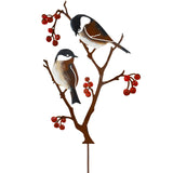 1 x RAW Customer Returns JYUECIAN Bird Garden Stake 60 cm High Painted Bird Garden Decoration for Outdoors, Metal Tits and Berries Outdoor Garden Figures - RRP €13.99