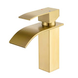 1 x RAW Customer Returns ONECE wash basin faucet brushed gold, faucet bathroom sink faucet waterfall bathroom faucet, stainless steel waterfall faucet mixer tap for bathroom - RRP €48.99