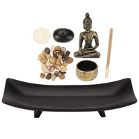 1 x RAW Customer Returns Tabletop Buddha Statue Home Zen Garden Buddhism Candlestick Incense Holder Zen Garden Sand Meditation - RRP €22.26