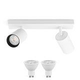 1 x RAW Customer Returns KYOTECH ceiling spotlight LED white ceiling light 2 bulbs, 350 swiveling GU10 ceiling lamp with 5W 400LM GU10 spots, modern ceiling spot hallway lamp for kitchen, living room, bedroom - RRP €33.26