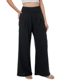 1 x RAW Customer Returns Lofbaz Women s Summer Flowing Cotton Linen Palazzo Wide Pants Beach High Waist Trousers Boho Long Lounge Pants with Pockets Black L - RRP €25.2