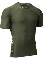 1 x RAW Customer Returns LAFROI Men s Compression Breakdown Protection UPF 50 Short Sleeves Sym Olive Size LG - RRP €24.0