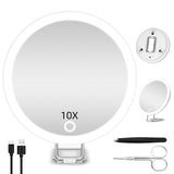 1 x RAW Customer Returns JADAZROR LED Compact Mirror, 10X Magnifying Mirror with Light, 15cm Travel Mirror with Magnification, Rechargeable Lighted Magnifying Mirror, Portable Travel Mirror Gift - RRP €25.99