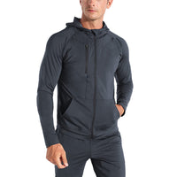 1 x RAW Customer Returns BROKIG Men s Lightweight Sweatshirt Waterproof Hoodie Breathable Zip Up Dark Gray M - RRP €24.0