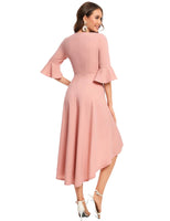 6 x Brand New Gardenwed Festive Dress Women 3 4 Sleeve Flare Bell Sleeve Round Neck Dresses High-Low Cocktail Dresses Rockabilly Dresses Evening Dresses Elegant for Wedding Blush L - RRP €165.6