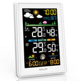 1 x RAW Customer Returns Konsen radio weather station with outdoor sensor, multifunctional radio weather station, DCF radio clock, digital thermometer, hygrometer with weather forecast, white - RRP €40.33