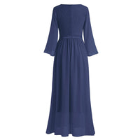 1 x RAW Customer Returns Odizli Evening Dress Women Long Elegant 3 4 Sleeve V-Neck Lace Chiffon Dress Festive Wedding Wedding Guest Ball Gowns Bridesmaid Dresses Graduation Dress Confirmation Dresses Dark Blue XL - RRP €60.49