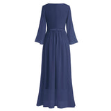 1 x Brand New Odizli Evening Dress Women Long Elegant 3 4 Sleeve V-Neck Lace Chiffon Dress Festive Wedding Wedding Guest Ball Gowns Bridesmaid Dresses Graduation Dress Confirmation Dresses Dark Blue L - RRP €60.49