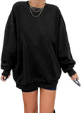 1 x RAW Customer Returns Sweatshirt Women Los Angeles Pullover Oversized Long Sleeve Shirt Round Neck Basic Loose Tops Without Hood Teenager Girls Vintage Tops Shirts Black XXL - RRP €30.24