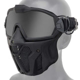 1 x RAW Customer Returns ATAIRSOFT Tactical Airsoft Anti-Fog Anti-Ultraviolet UV Protective Goggles and Mesh Mask Set with Interchangeable Lenses Black  - RRP €35.27