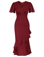 1 x RAW Customer Returns GRACE KARIN Women s Cocktail Dress Elegant for Wedding Plain Wedding Guest Bridesmaid Dresses Red Wine L - RRP €28.22