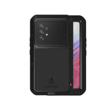 1 x RAW Customer Returns qichenlu Tank Armor Black Alu Hybrid Silicone Metal Case for A53 5G,Integrated Screen Protector Glass Shatter-proof Outdoor Case Full Body Shockproof Cover for Samsung Galaxy A53 5G - RRP €35.05