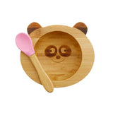 1 x Brand New BIOZOYG bamboo bowl set Panda I suction cup bowl with spoon - FSC-certified I great bamboo wooden bowl set for children - baby porridge bowl cereal bowl I baby bamboo tableware pink - RRP €18.9