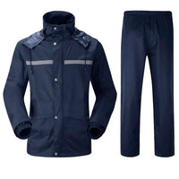 1 x RAW Customer Returns Oralidera Men s Rain Suit with Hood Waterproof Suit Reflective Rain Jacket and Rain Pants Rainwear Bicycle Outdoor Rain Suit Blue XL - RRP €41.99