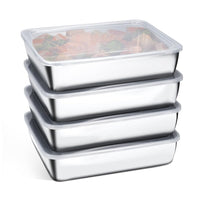 1 x RAW Customer Returns CSHITIKE 4 Pack Stainless Steel Containers with Lids, Leak-Proof Stainless Steel Food Storage, Stainless Steel Snack Containers, Stainless Steel Lunch Box for Office, Travel - RRP €36.99