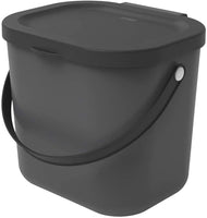 3 x RAW Customer Returns Rotho Albula organic waste bin 6l with lid for the kitchen, plastic PP BPA-free, anthracite, 6l 23.5 x 20.0 x 20.8 cm  - RRP €34.77