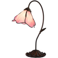 1 x RAW Customer Returns Bieye L30810 Flower Tiffany Style Stained Glass Table Lamp with 8 Wide Curved Petal Lampshade, Lily Pad Base - RRP €121.0