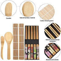 22 x Brand New Sushi Set, 9 PCS Bamboo Sushi Rolling Mat Sushi Kit Sushi Mat Includes 2 Sushi Rolling Mats, 1 Rice Paddle, 1 Rice Spreader, 5 Pairs of Chopsticks Beginner Tools DIY Kit - RRP €154.88