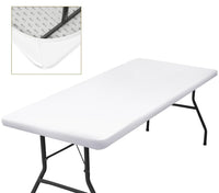 1 x RAW Customer Returns Washable tablecloth 182x76, white, rectangular, water-repellent and elastic, perfect for outdoors, tablecloth with elastic band, outdoor tablecloth, camping and dining room, tablecloth wedding - RRP €18.43