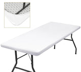 1 x RAW Customer Returns Washable tablecloth 182x76, white, rectangular, water-repellent and elastic, perfect for outdoors, tablecloth with elastic band, outdoor tablecloth, camping and dining room, tablecloth wedding - RRP €18.43