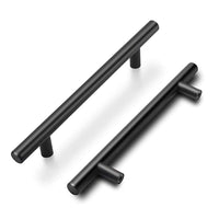 1 x RAW Customer Returns goldenwarm 15 pieces handles 160mm hole spacing - black kitchen cabinet door handles cupboard pull LS201BK160 T bar handle hollow stainless steel furniture handles railing handle including screws - RRP €28.22