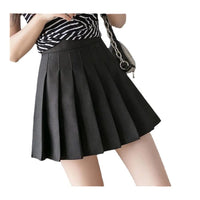 1 x RAW Customer Returns Pelisy Women s Solid Pleated Mini A-Line High Waist Skater Tennis School Skirt, Black, S - RRP €14.11