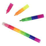 1 x RAW Customer Returns NLR FUN 6 Colors 7 Stackable Highlighter for Kids in Rainbow Colors, Assorted Neon Colors Fluorescent Markers - RRP €9.99