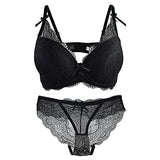 1 x RAW Customer Returns La Dearchuu Lace Bra and Briefs Set Women, Underwire Bra Size 75B-95D Underwear Set Women Set, Comfort Padded Underwire Bra Lingerie Set for Women, Black - RRP €26.21