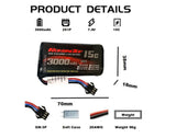 1 x RAW Customer Returns RoaringTop 3000mAh 2S 7.4V Lithium-ion Battery with SM-3P Plug, used for DE43 DE60 RC Racing RC Car Battery 1575 Dump Truck Engineering Truck Toy Car - RRP €34.42