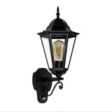 1 x RAW Customer Returns Light experiences wall light with motion detector glass aluminum black IP44 house entrance H 50.5 cm E27 outdoor rustic wall lantern garden BRISTOL - RRP €65.5