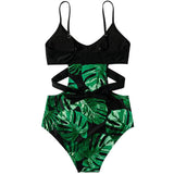 1 x RAW Customer Returns Yutdeng Women s Swimsuit with Decorative Cutouts Wrap Look Lace Up Bikini One Piece Swimwear Tummy Control Cut Out Crossover Beachwear Printed One Piece Bikini with Straps Adjustable,Green,S - RRP €18.68