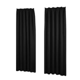 1 x RAW Customer Returns Deconovo blackout curtain, opaque curtain, thermal curtain with ruffle tape, 210 x 140 cm height x width , black, set of 2 - RRP €31.7