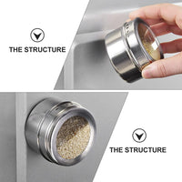 1 x RAW Customer Returns SOLUSTRE 8 Pieces Magnets Spice Jars Stainless Steel Storage Spice Container Clear Top Lid Spice Shaker Organizer with Sticker For Refrigerator Grill Silver - RRP €35.91