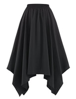 2 x Brand New DRESSTELLS Women s Swing Skirt Elastic Waist Solid Color Pleated Skirt Knee Length A-Line Irregular Hem Black XL - RRP €60.48