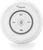 1 x RAW Customer Returns Leicke DJ Roxxx Waterproof Wireless Stereo Sound Bluetooth Shower Speaker, MP3 Speaker, Extra Bass, MicroSD Reader, Play Radio, 8h of Music, Bathroom Speaker, Mobile, Includes Suction Cup, White Speakers - RRP €17.99