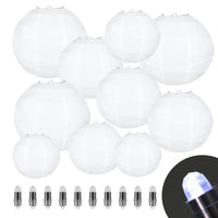 1 x RAW Customer Returns Encham 10 Pieces Crossed Paper Lantern White Lanterns with 10 Pieces Warm White Mini LED Balloons Lights Paper Lantern Lampshade for Wedding Party Birthdays Decoration - RRP €13.1