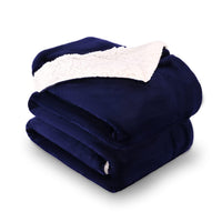 1 x RAW Customer Returns VOTOWN HOME Blanket Cuddly Blanket Blue, Warm Fluffy Sherpa Blanket, Soft Fleece Blanket as a Living Blanket, etra Large Sofa Blanket, 220x240 cm XXL, Navy Blue - RRP €38.3