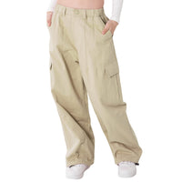 1 x RAW Customer Returns Rolanko Girls Cargo Pants, Loose Cotton Trousers with Elastic Waist and Multiple Pockets for Children 6-15 Years Old, Beige, Size 160 - RRP €34.99