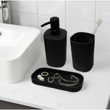 2 x RAW Customer Returns TIENDA EURASIA - Dispenser Set, Soap Dish and Toothbrush Holder, Bathroom Set, 3-Piece Bathroom Accessories, Bathroom Decoration Made of Polypropylene, Modern and Practical Design Black  - RRP €23.9