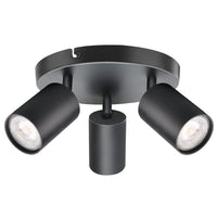 1 x RAW Customer Returns KYOTECH Black 3-bulb spotlight LED ceiling light Black matt spot rotatable and pivotable spotlight ceiling spotlight for 3x GU10 bulbs Ceiling lamp without bulbs - RRP €37.99