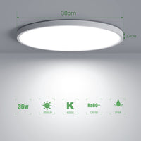 1 x RAW Customer Returns OTREN LED Ceiling Light Flat 36W, 6500K Cold White Round Bathroom Lamp, 3240LM Ceiling Light Panel for Bathroom Bedroom Hallway Kitchen Living Room Balcony, 30CM, IP44 - RRP €26.21