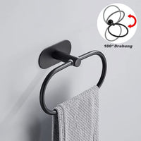 1 x RAW Customer Returns Auyeetek toilet paper holder towel holder hooks without drilling adhesive hooks stainless steel hooks self-adhesive 3 piece set black matt bathroom kitchen - RRP €16.13