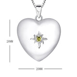 1 x RAW Customer Returns JO WISDOM Necklace Photo Locket Heart Silver 925,Chain Pendant Polar Star with 3A Zirconia August Birthstone Peridot Color,Jewelry for Women - RRP €89.7