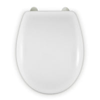 1 x RAW Customer Returns TOILET SEAT UNIVERSAL O SHAPE ADJUSTABLE REMOVABLE INOX HINGE COMPATIBLE TOILET SEAT EASY-CLEAN WHITE 43 x 36 x 5.5 cm - RRP €55.52