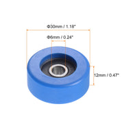 1 x RAW Customer Returns sourcing map PU Idler Pulley Roller Bearing 6x30x12mm Polyurethane Coated Idler Wheels for Industry Blue - RRP €9.56